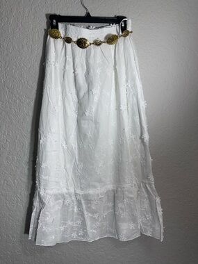 White Embroidered Maxi Skirt - Classic Feminine Style